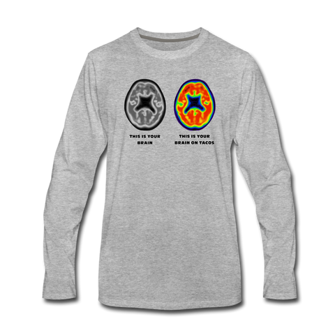 Men's Long Sleeve T-Shirt - This Is Your Brain On Tacos - heather gray