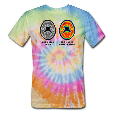 Unisex Tie Dye T-Shirt - This Is Your Brain On Tacos - rainbow