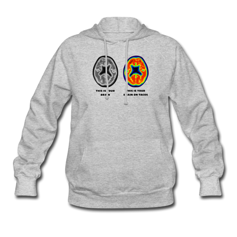 Women's Hoodie - This Is Your Brain On Tacos - heather gray