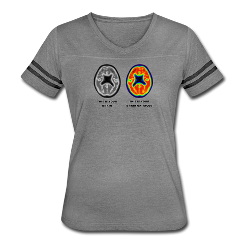 Women’s Vintage T-Shirt - This Is Your Brain On Tacos - heather gray/charcoal