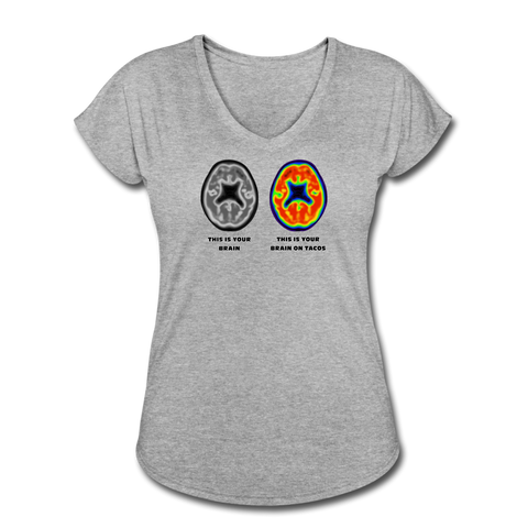 Women's V-Neck T-Shirt - This Is Your Brain On Tacos - heather gray