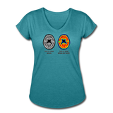 Women's V-Neck T-Shirt - This Is Your Brain On Tacos - heather turquoise