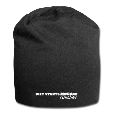 Jersey Beanie - Diet Starts Tuesday (White Logo) - black