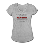 Women's V-Neck T-Shirt - Old Enough To Know Better (White Logo) - heather gray