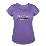 Women's V-Neck T-Shirt - Old Enough To Know Better (White Logo) - purple heather