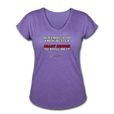 Women's V-Neck T-Shirt - Old Enough To Know Better (White Logo) - purple heather