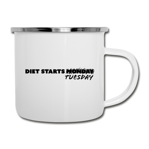 Camper Mug - Diet Starts Tuesday (Black Logoo) - white