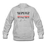 Women's Hoodie - Old Enough To Know Better (Black Logo) - heather gray