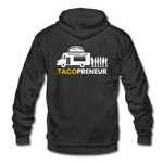 Unisex Fleece Zip Hoodie - Tacopreneur (White Logo) - charcoal gray