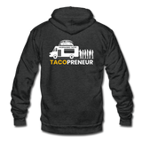 Unisex Fleece Zip Hoodie - Tacopreneur (White Logo) - charcoal gray