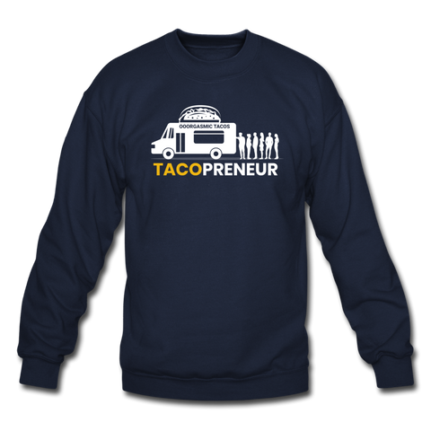 Crewneck Sweatshirt - Tacopreneur (White Logo) - navy