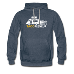 Men’s Premium Hoodie - Tacopreneur (White Logo) - heather denim