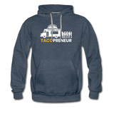 Men’s Premium Hoodie - Tacopreneur (White Logo) - heather denim