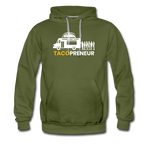 Men’s Premium Hoodie - Tacopreneur (White Logo) - olive green