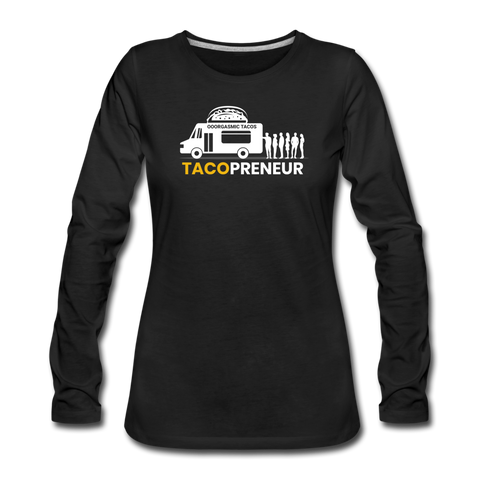 Women's Long Sleeve T-Shirt - Tacopreneur (White Logo) - black