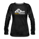 Women's Long Sleeve T-Shirt - Tacopreneur (White Logo) - charcoal gray