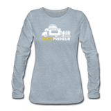 Women's Long Sleeve T-Shirt - Tacopreneur (White Logo) - heather ice blue