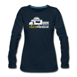 Women's Long Sleeve T-Shirt - Tacopreneur (White Logo) - deep navy