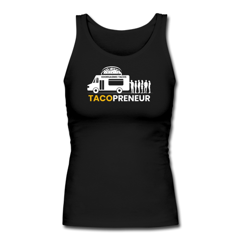 Women's Fitted Tank - Tacopreneur (White Logo) - black