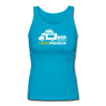 Women's Fitted Tank - Tacopreneur (White Logo) - turquoise