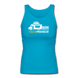 Women's Fitted Tank - Tacopreneur (White Logo) - turquoise