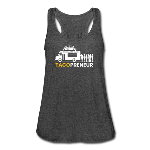 Women's Flowy Tank Top - Tacopreneur (White Logo) - deep heather