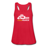 Women's Flowy Tank Top - Tacopreneur (White Logo) - red