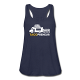 Women's Flowy Tank Top - Tacopreneur (White Logo) - navy