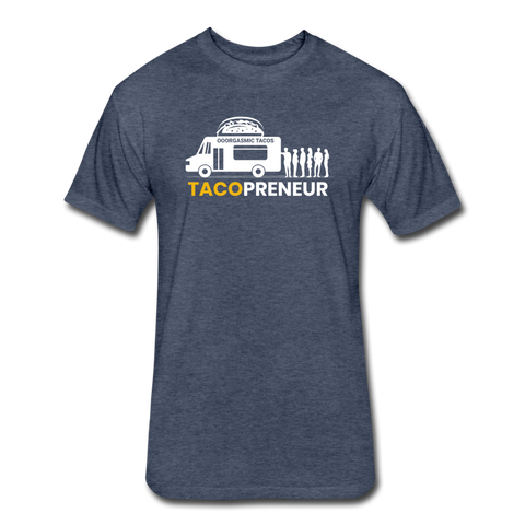 Fitted Men's T-Shirt - Tacopreneur (White Logo) - heather navy