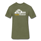 Fitted Men's T-Shirt - Tacopreneur (White Logo) - heather military green