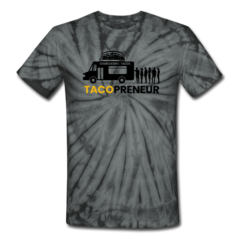 Unisex Tie Dye T-Shirt - Tacopreneur (Black Logo) - spider black