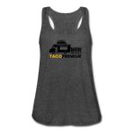 Women's Flowy Tank Top - Tacopreneur (Black Logo) - deep heather