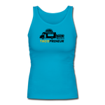 Women's Fitted Tank - Tacopreneur (Black Logo) - turquoise