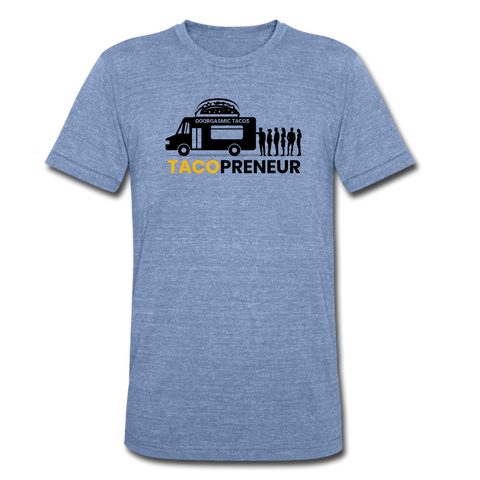 Men's Tri-Blend T-Shirt - Tacopreneur (Black Logo) - heather Blue