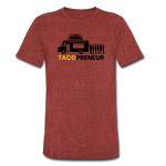 Men's Tri-Blend T-Shirt - Tacopreneur (Black Logo) - heather cranberry