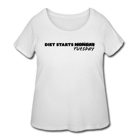 Women’s Curvy T-Shirt - Diet Starts Tuesday (Black Logo) - white