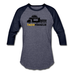 Baseball T-Shirt - Tacopreneur (Black Logo) - heather blue/navy