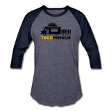 Baseball T-Shirt - Tacopreneur (Black Logo) - heather blue/navy