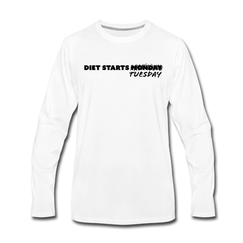 Men's Long Sleeve T-Shirt - Diet Starts Tuesday (Black Logo) - white