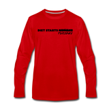 Men's Long Sleeve T-Shirt - Diet Starts Tuesday (Black Logo) - red