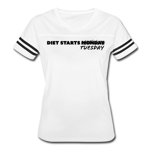 Women’s Vintage Sport T-Shirt - Diet Starts Tuesday (Black Logo) - white/black