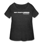 Women’s Curvy T-Shirt - Diet Starts Tuesday (White Logo) - deep heather