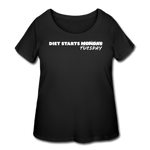 Women’s Curvy T-Shirt - Diet Starts Tuesday (White Logo) - black