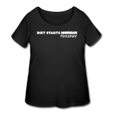 Women’s Curvy T-Shirt - Diet Starts Tuesday (White Logo) - black