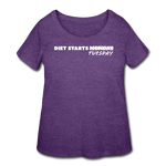 Women’s Curvy T-Shirt - Diet Starts Tuesday (White Logo) - heather purple