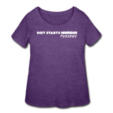 Women’s Curvy T-Shirt - Diet Starts Tuesday (White Logo) - heather purple