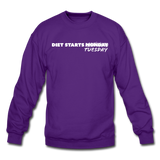 Crewneck Sweatshirt - Diet Starts Tuesday (White Logo) - purple