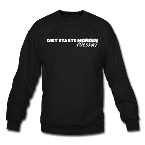 Crewneck Sweatshirt - Diet Starts Tuesday (White Logo) - black