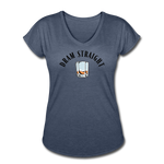 Women's V-Neck T-Shirt - Dram Straight - navy heather