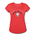 Women's V-Neck T-Shirt - Dram Straight - heather red